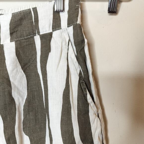 Rachel Zoe Linen Wide Leg Crop Pants Zebra Stripe - Picture 4 of 6